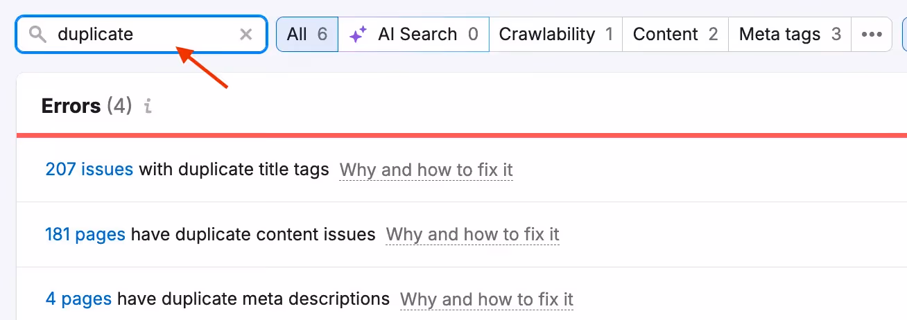how to find duplicate content in semrush