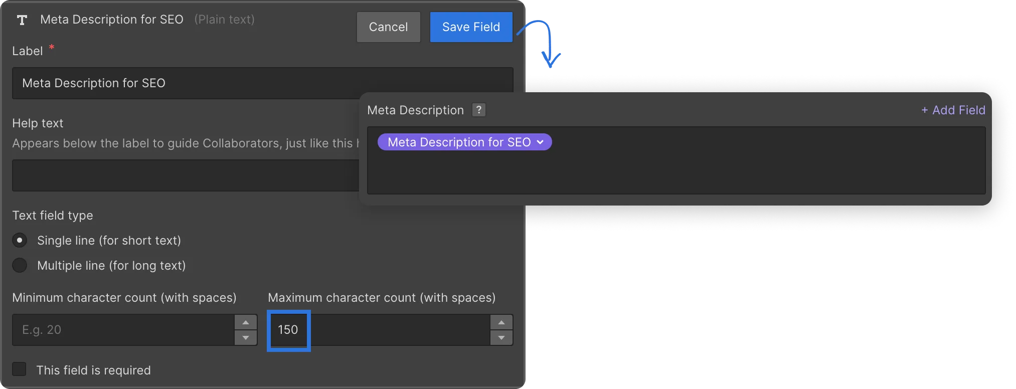 Meta Description CRM Dynamic item Webflow