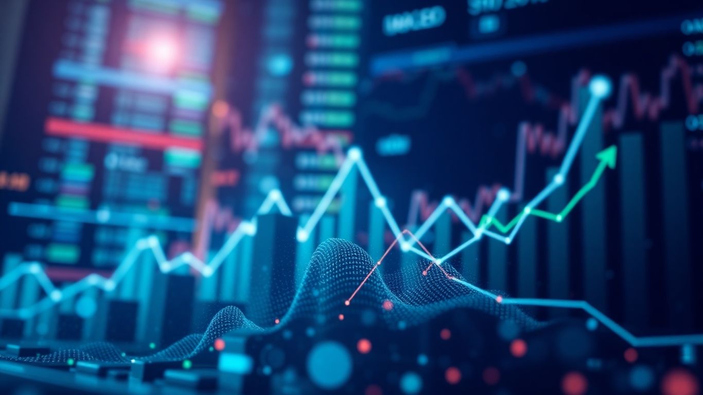 Financial market growth and trading strategy visualization.