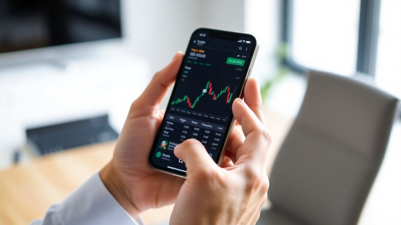 Trading app on a smartphone
