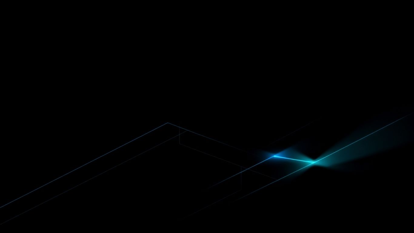 Abstract dark theme with glowing geometric shapes.