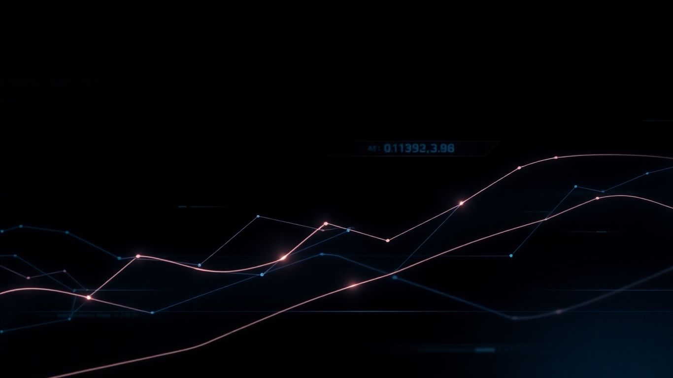 Abstract digital interface with glowing lines on dark background.