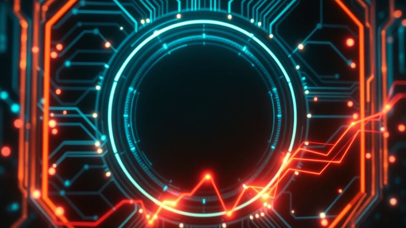 Futuristic AI interface with glowing digital streams.