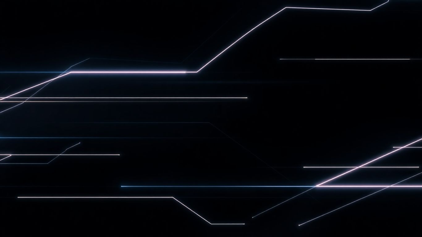 Abstract digital interface with glowing lines and shapes.