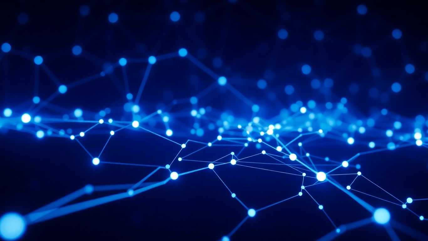 Abstract quantum AI trading network visualization