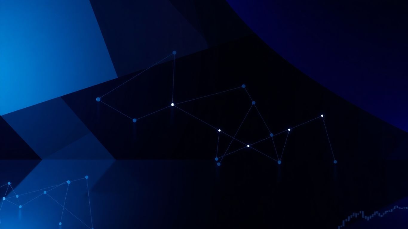 Abstract geometric shapes in a dark, modern trading theme.