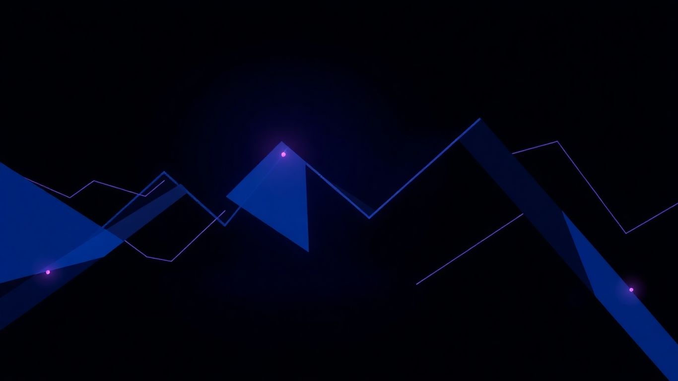 Abstract financial trading visualization, dark theme.