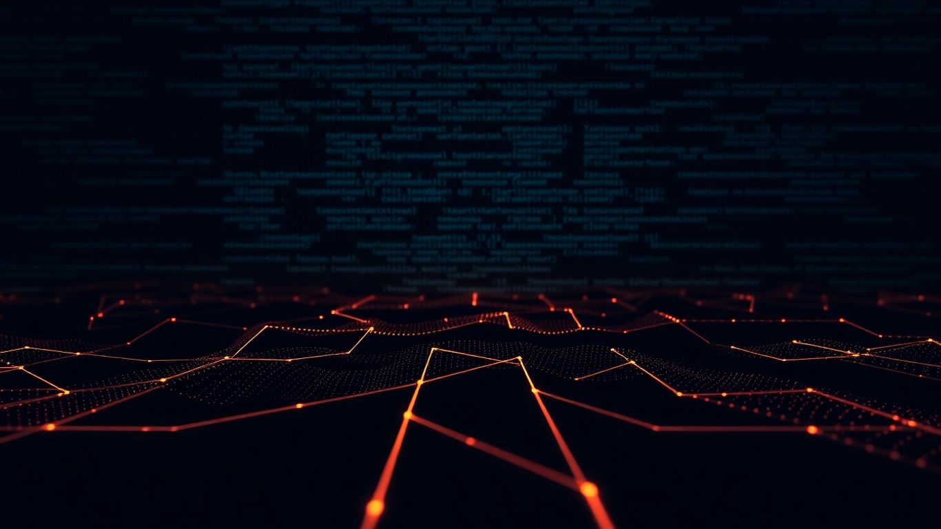 Abstract code duplication with dark theme and glowing lines.