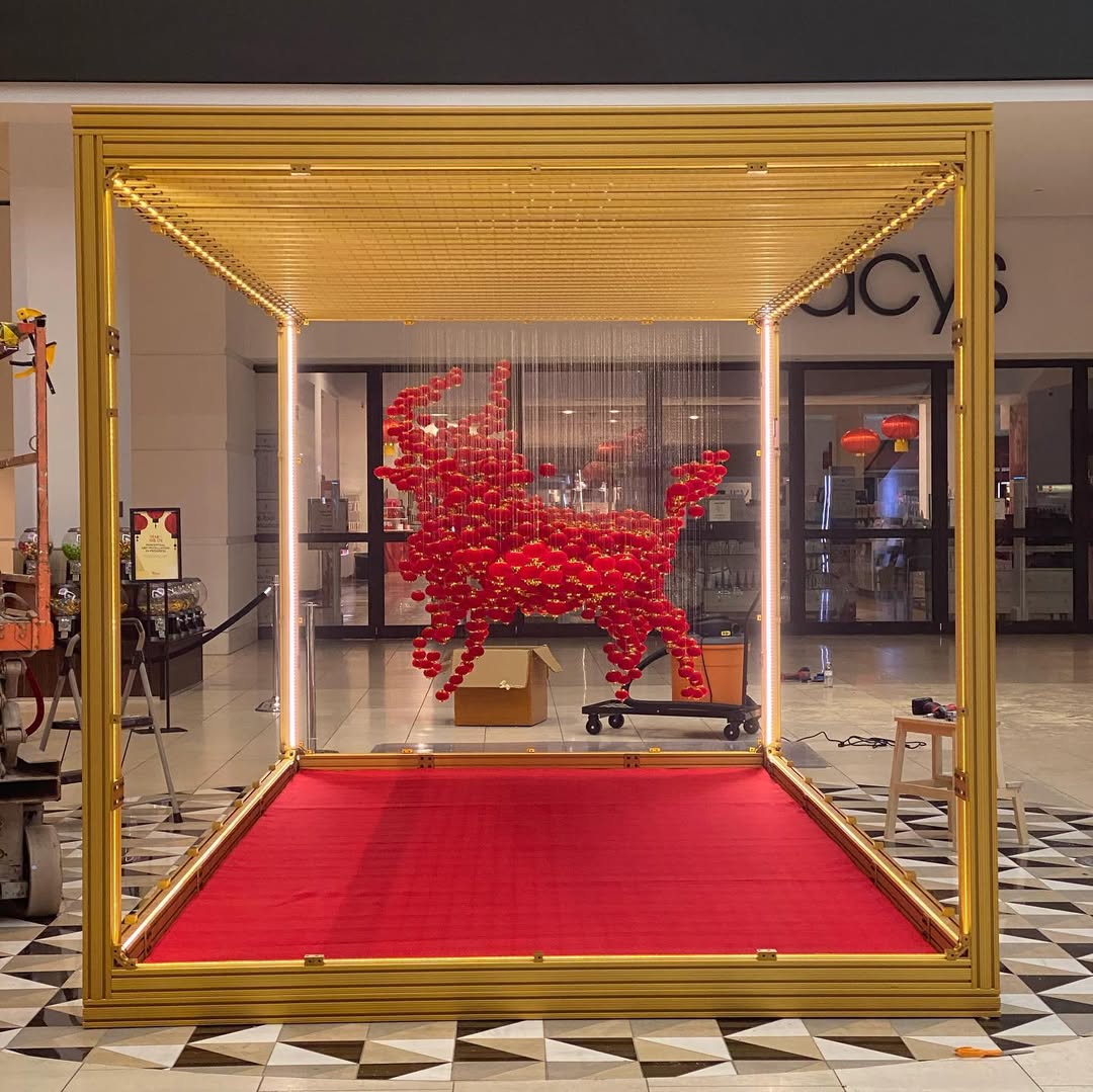 An Art installation of ox lanterns for lunar new year