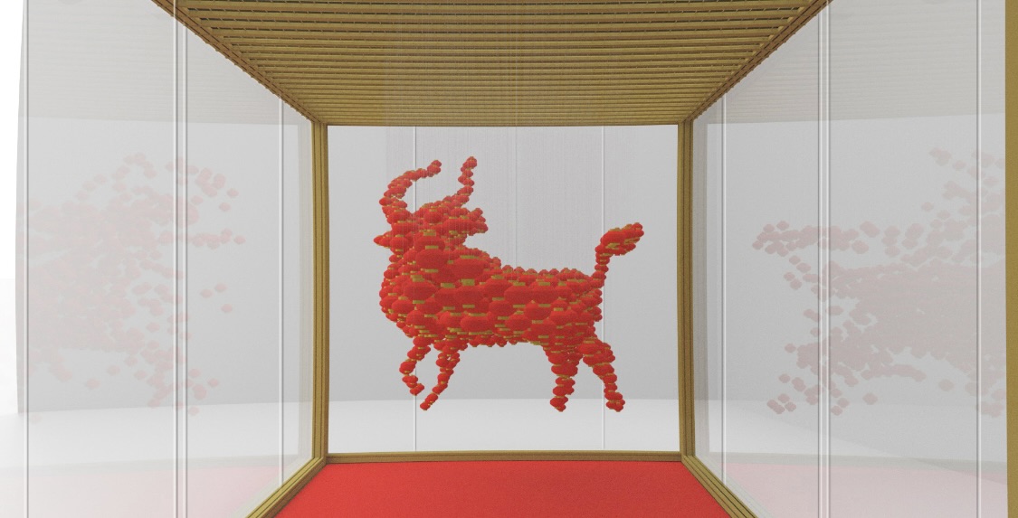 An Art installation of ox lanterns for lunar new year