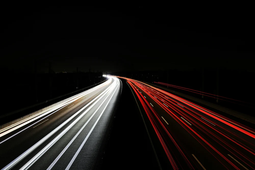 Light trails on a highway