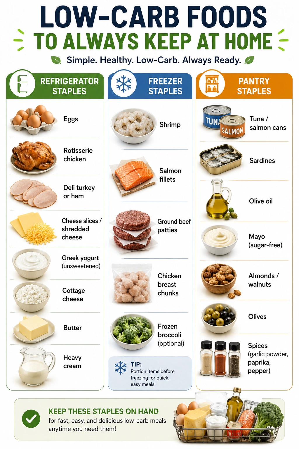 Low Carb Quick Foods to Keep at Home