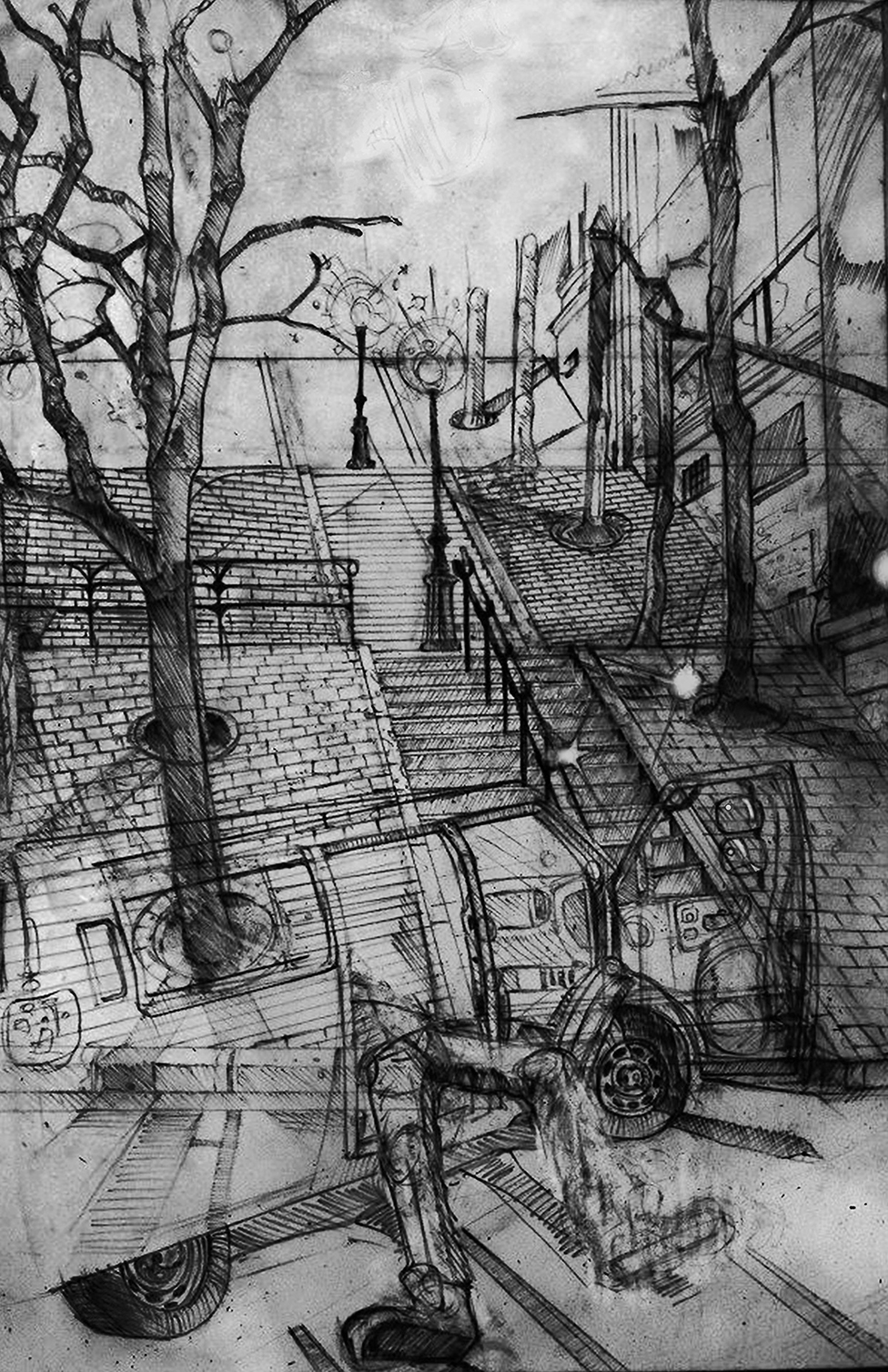 Evan Black Passed Out - Pencil on Rubber
