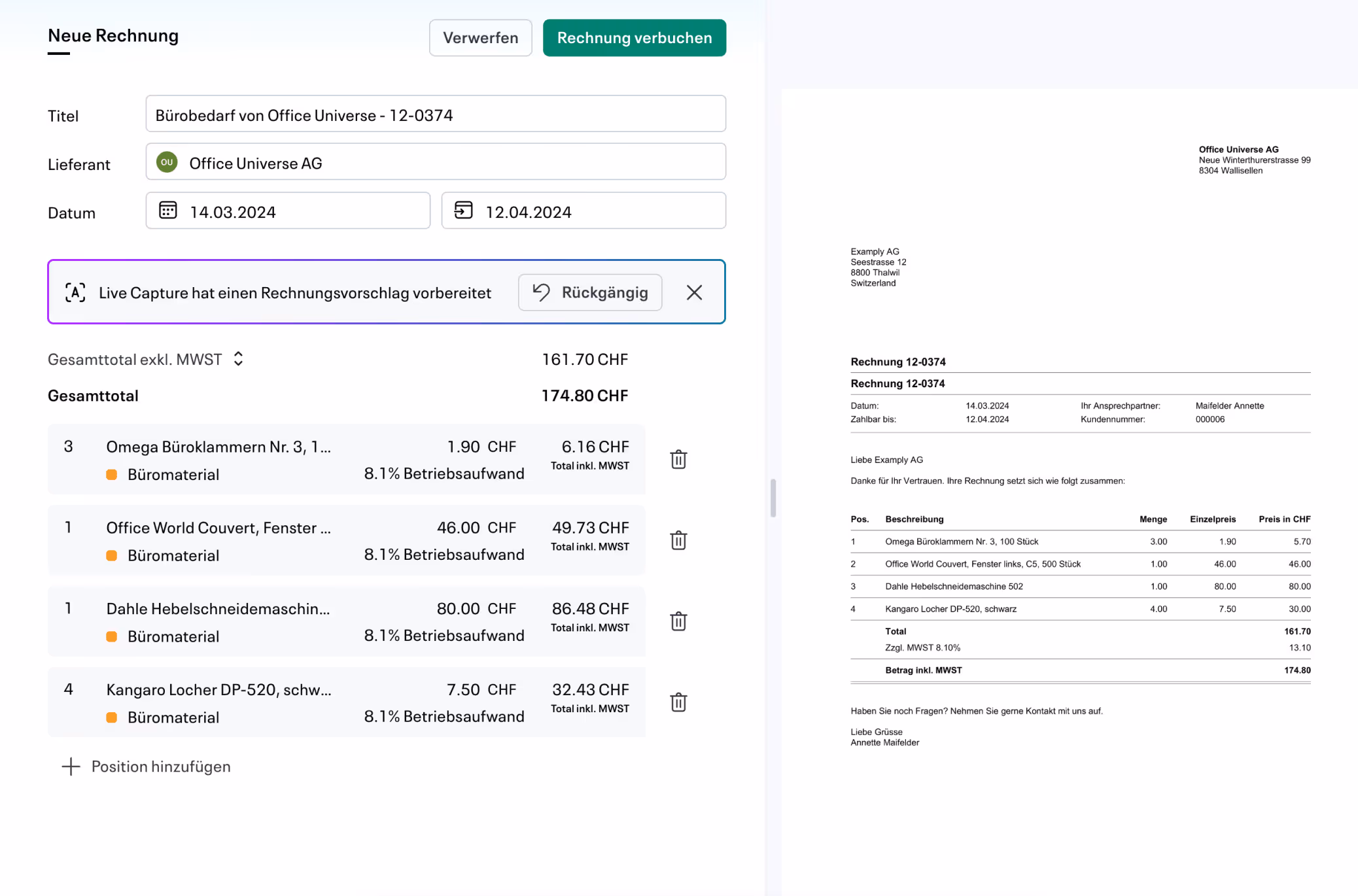 Live Capture in Infinity Finance