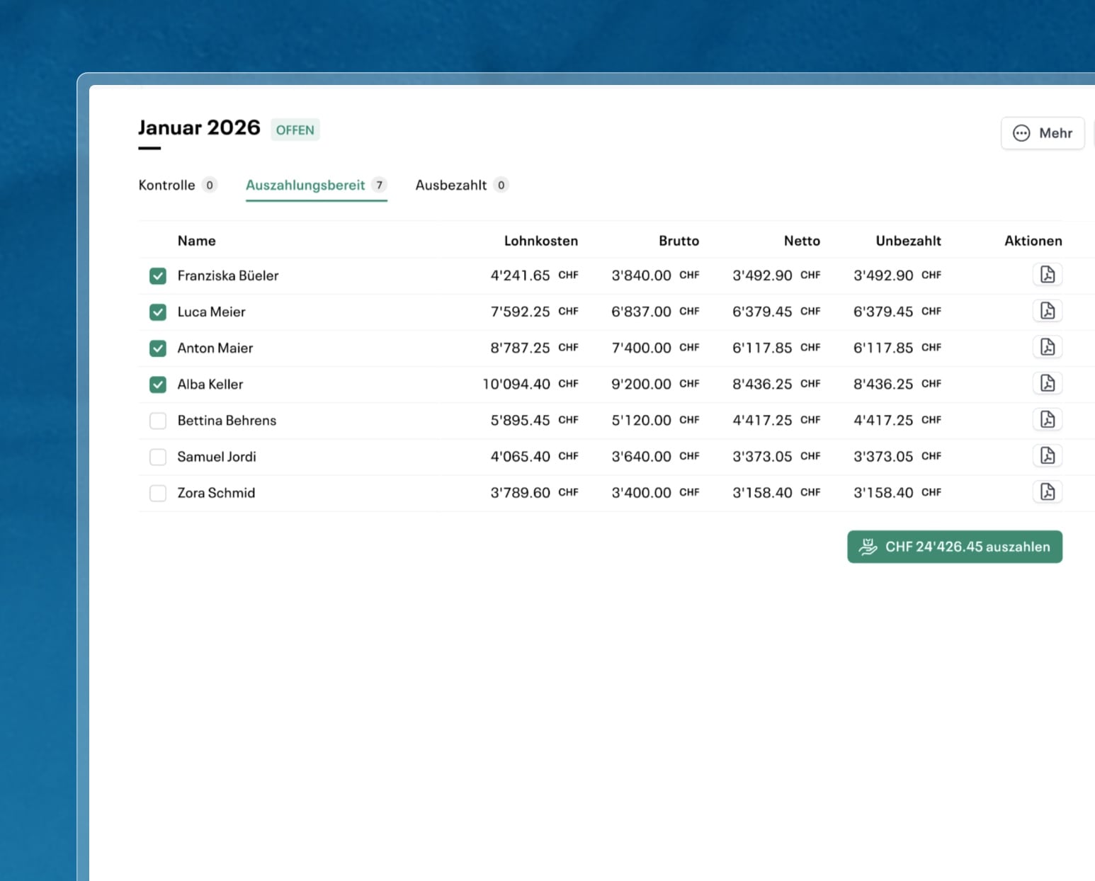 Lohnabrechnungen in Infinity erstellen