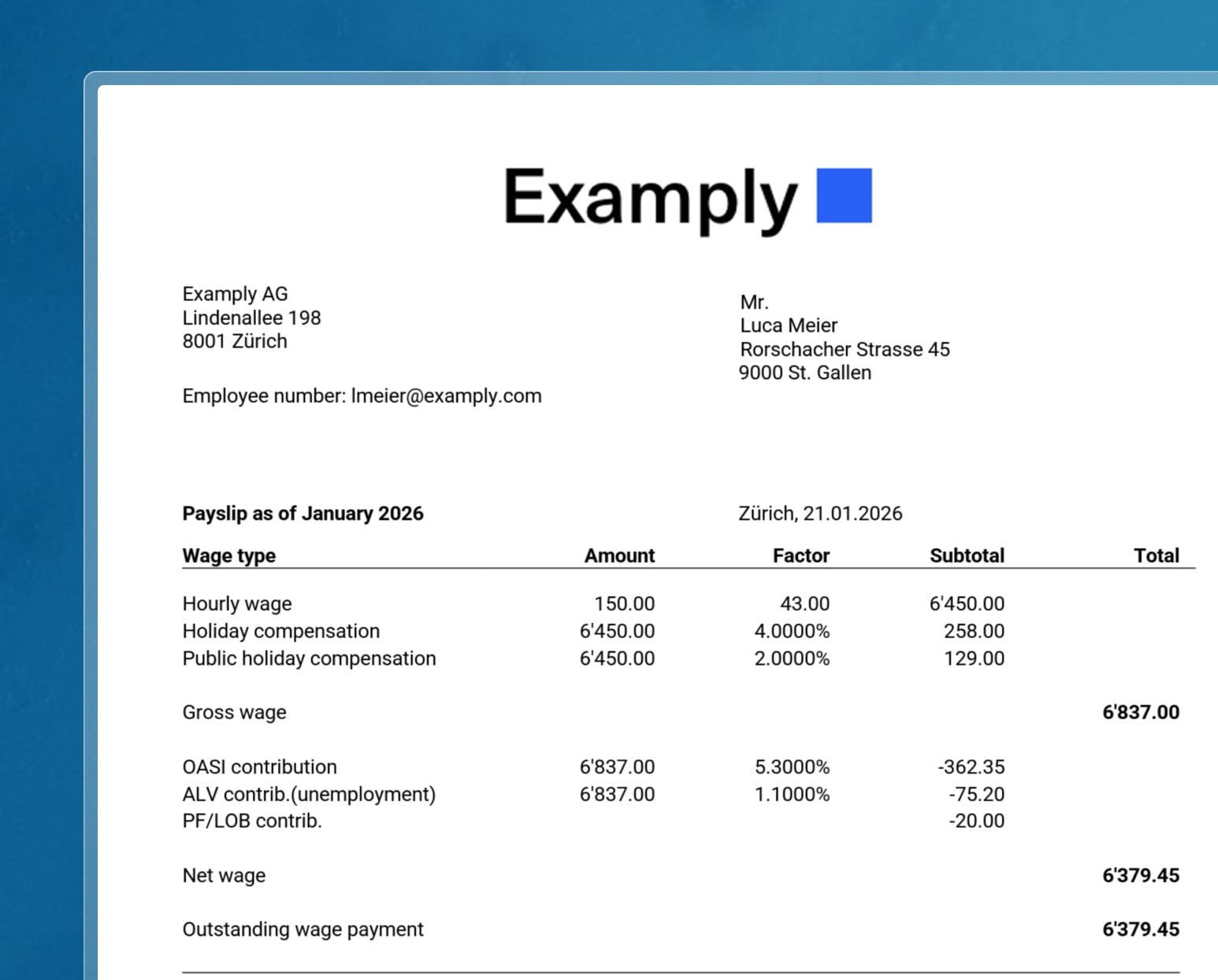 Lohnabrechnung PDF in Infinity generieren