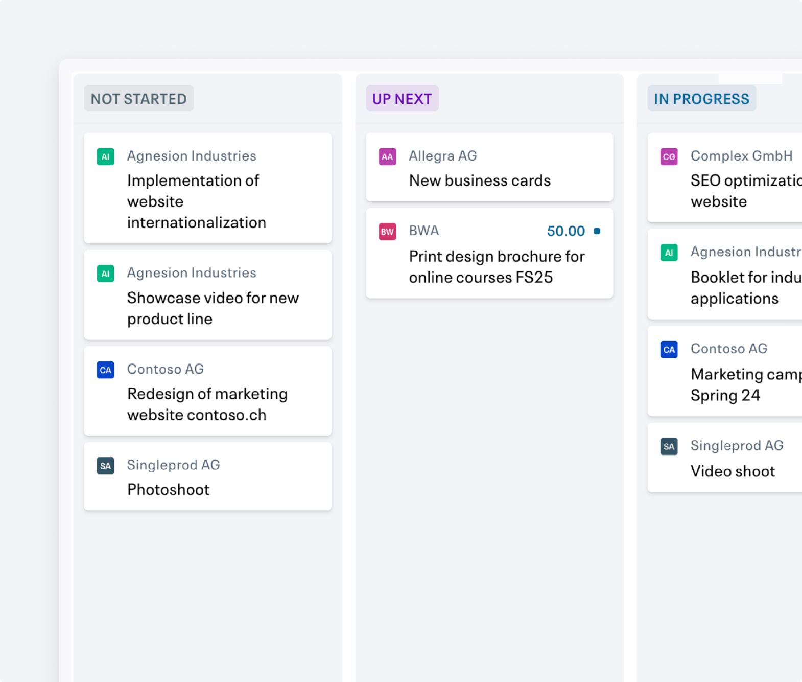 Projects in infinity