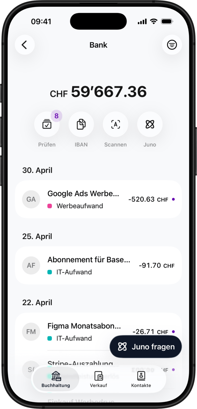 Buchhaltung App und Bank