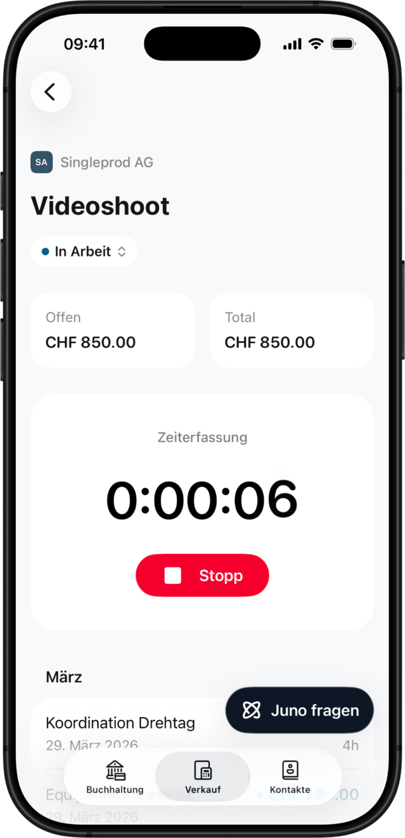 Buchhaltung App und Zeiterfassung