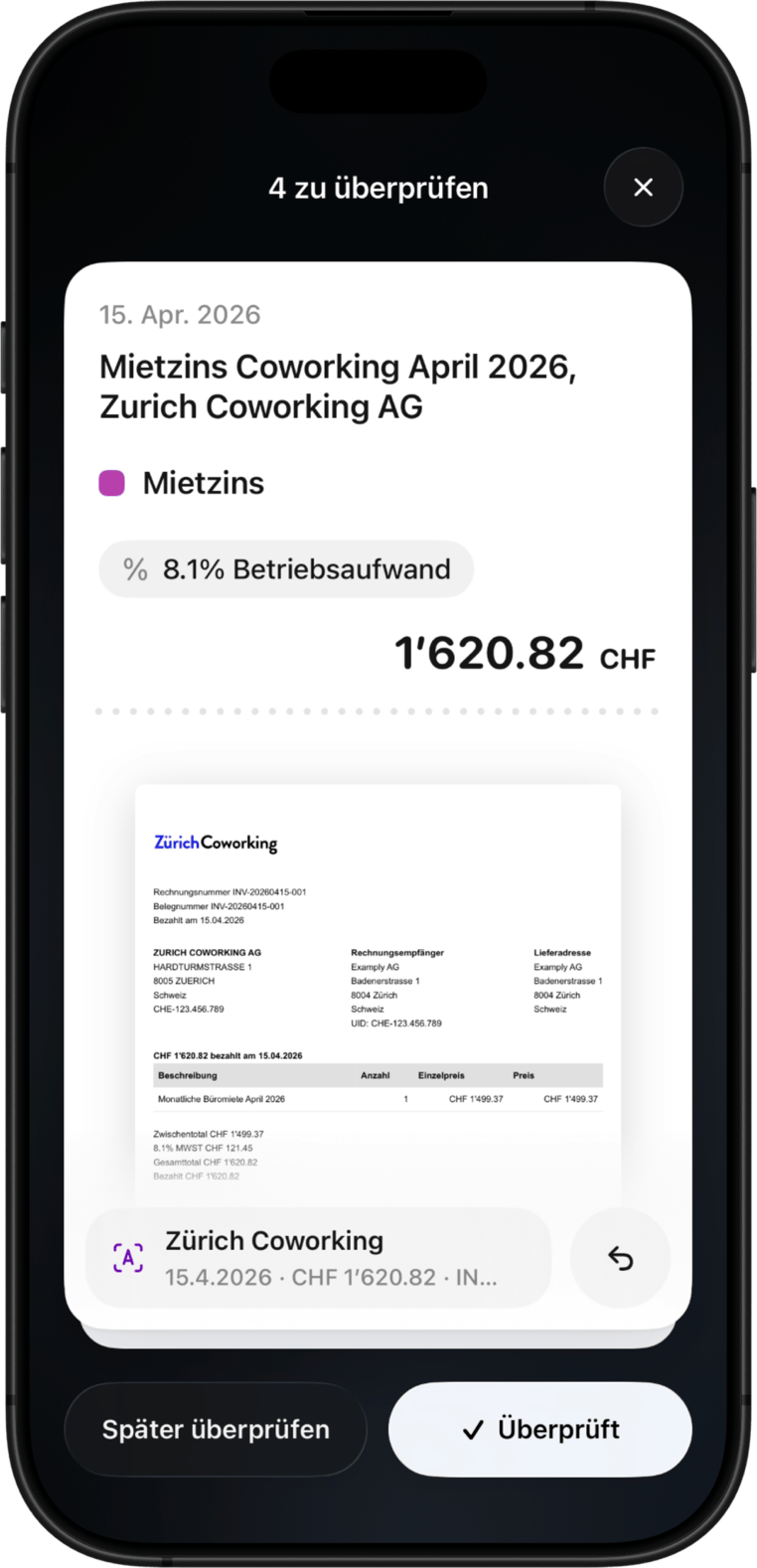 Buchhaltung App und Transaktionen