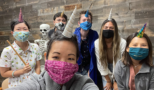 Wearing unicorn horns to a meeting