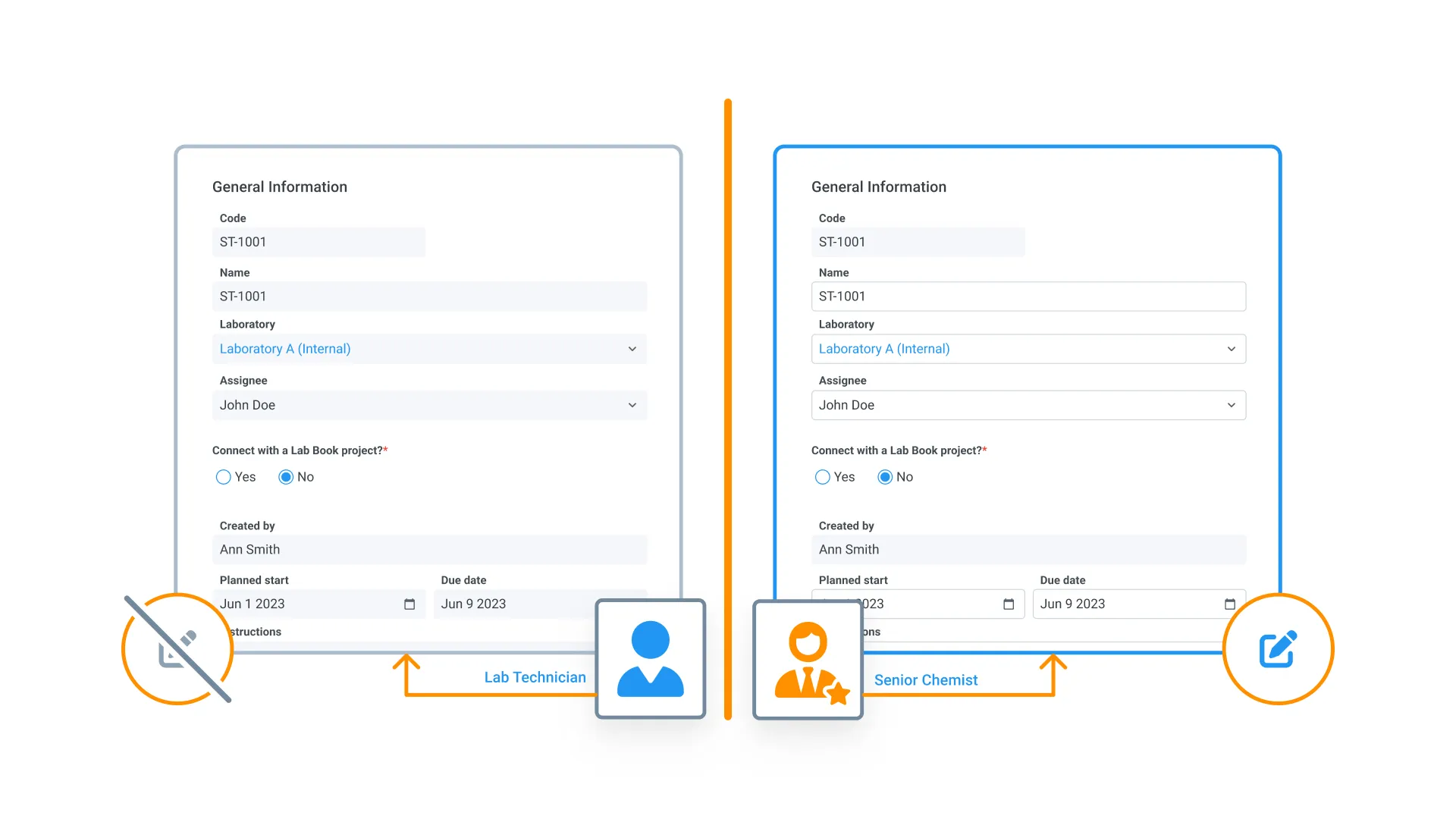 Control exactly what each team member can see and edit in your LIMS - Alchemy’s role-based user management lets you give Lab Technicians read-only access to sample records while Senior Chemists retain full edit rights, ensuring data integrity without limiting collaboration