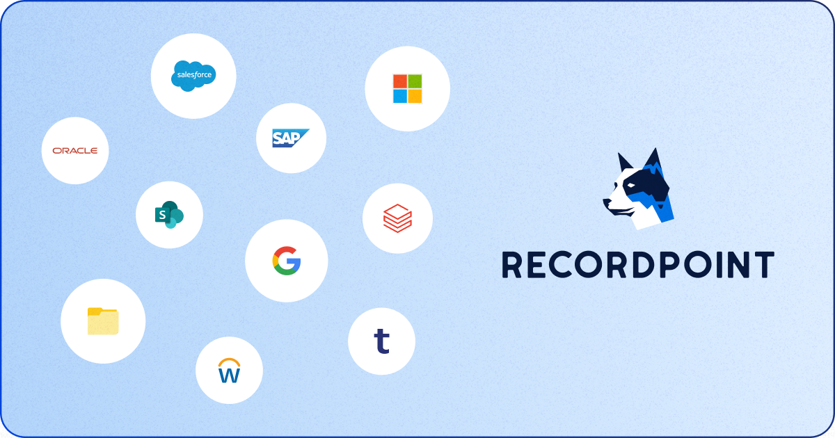 RecordPoint Connectors - Integrate with 80+ Data Sources & Platforms