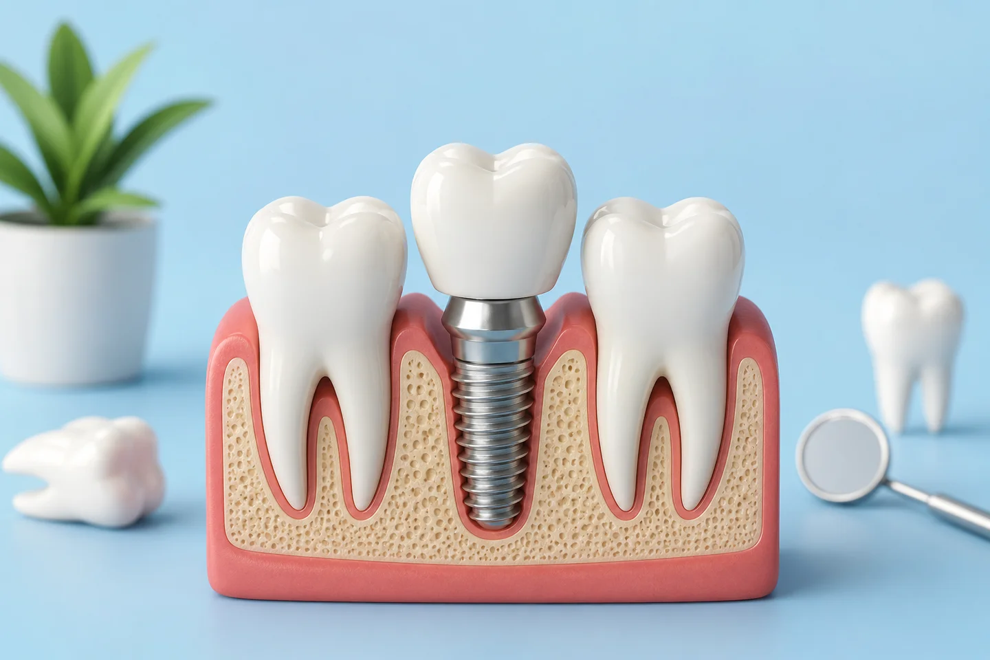 x-ray dental implant of a metal piece inside of a jaw