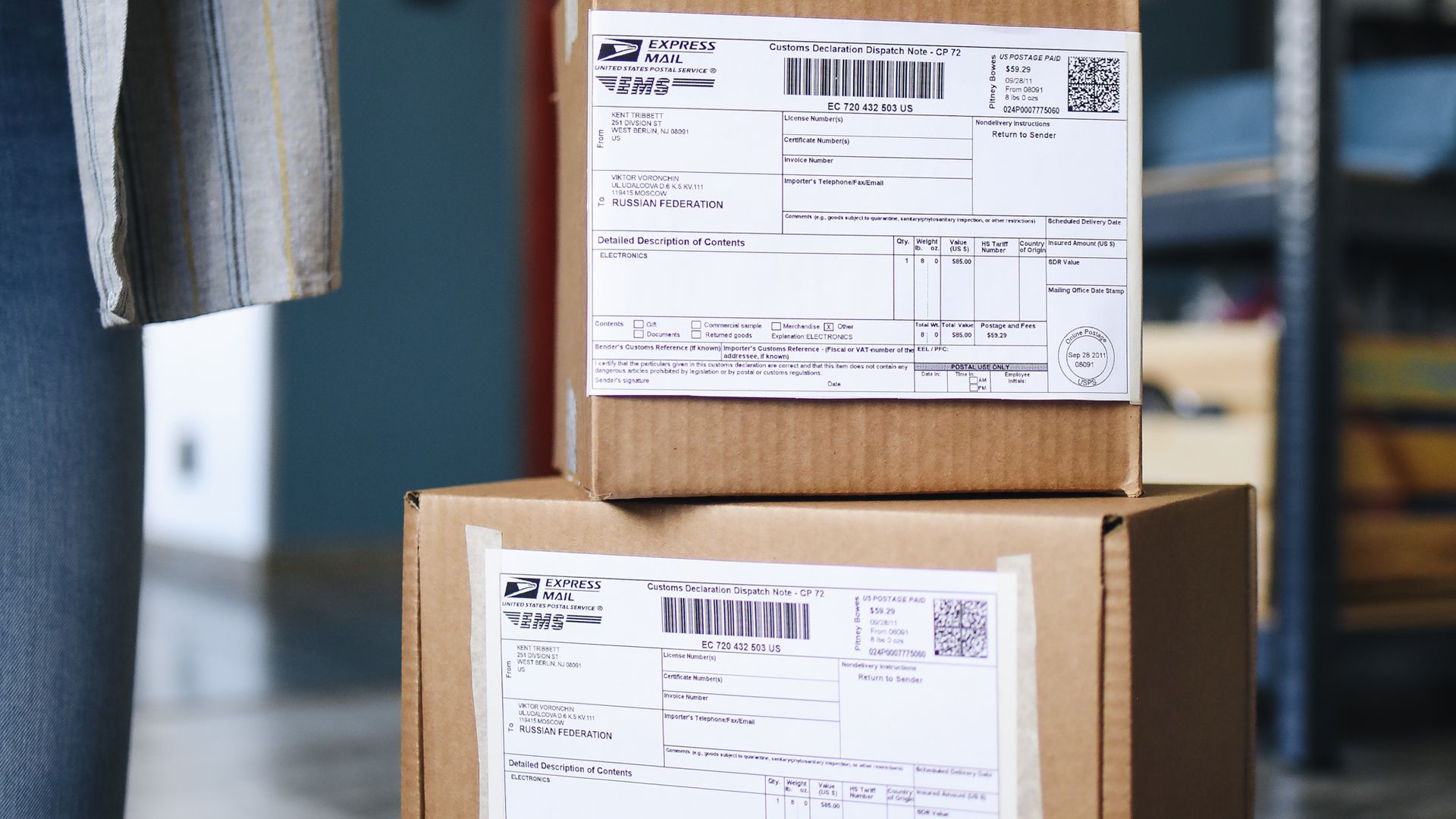 Stacks of packed subscription boxes ready for delivery