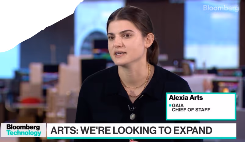 Alexia Arts giving interview to Bloomberg Tech