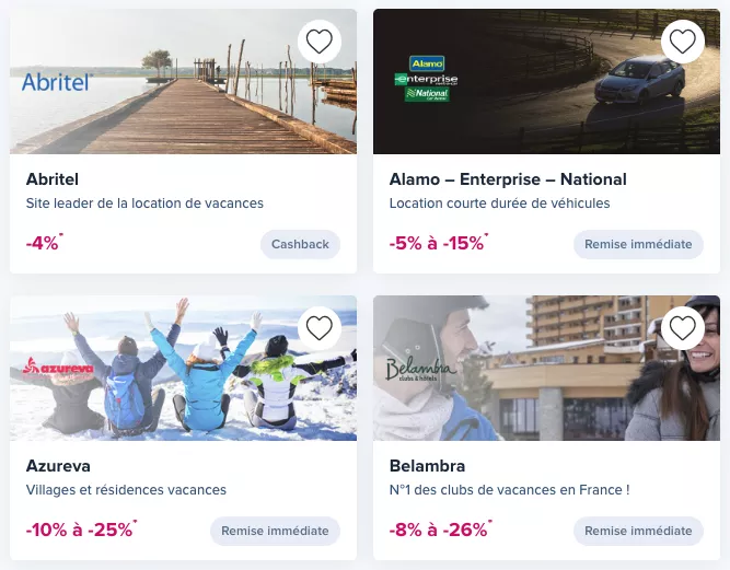 the corner boursorama liste cashback abritel alamo enterprise national location voiture azureva belambra