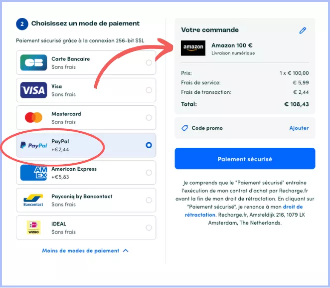 achat carte amazon paypal