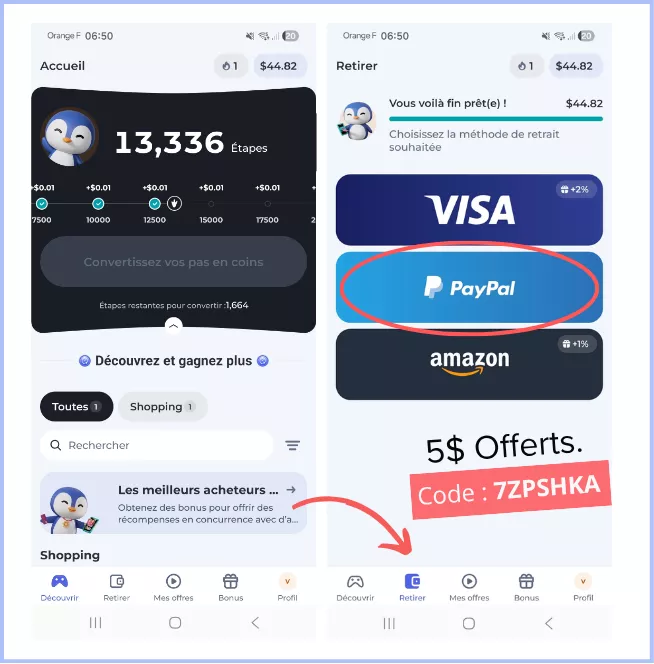 gagner argent paypal en marchant