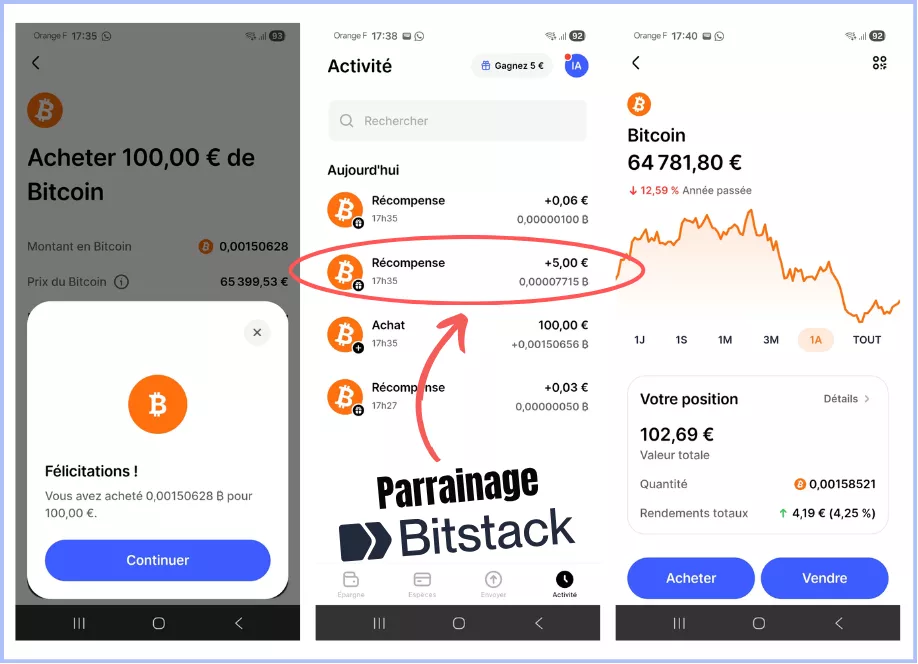 parrainage bitstack 100 euros