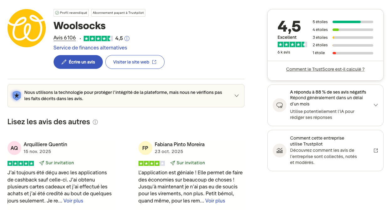 woolsocks avis trustpilot