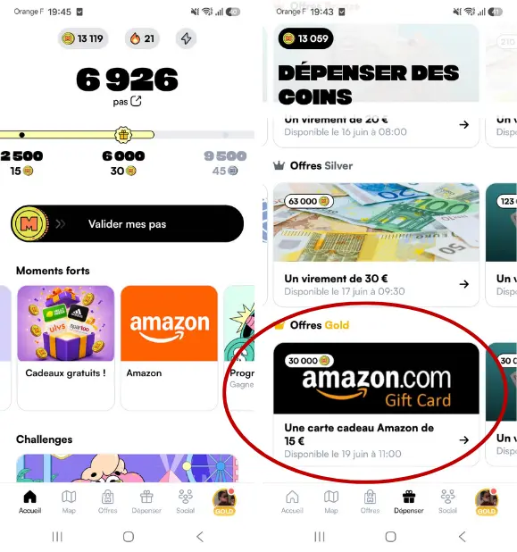 gagner carte cadeau amazon en marchant