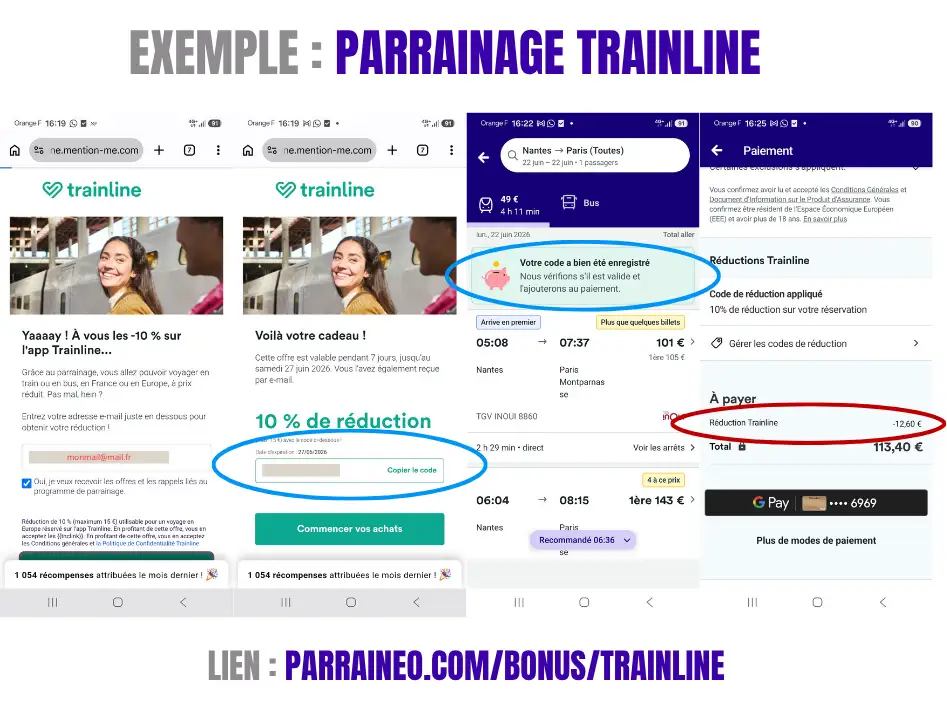 code parrainage trainline