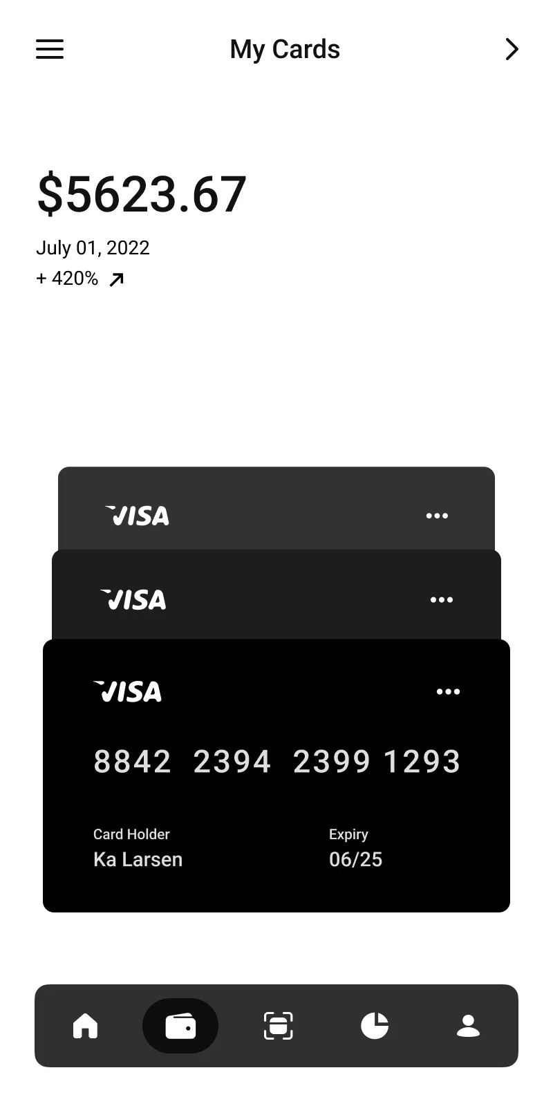 showing the function of using multiple cards in app