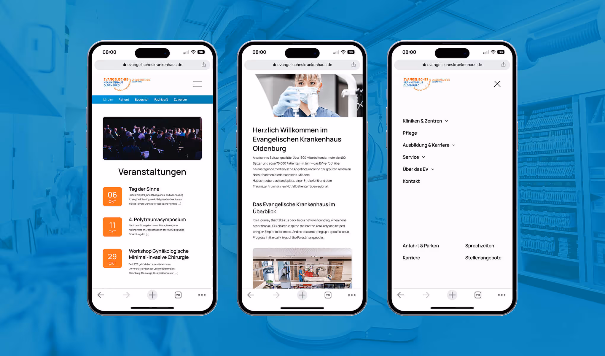 Drei mobile Screenshots auf iPhone
