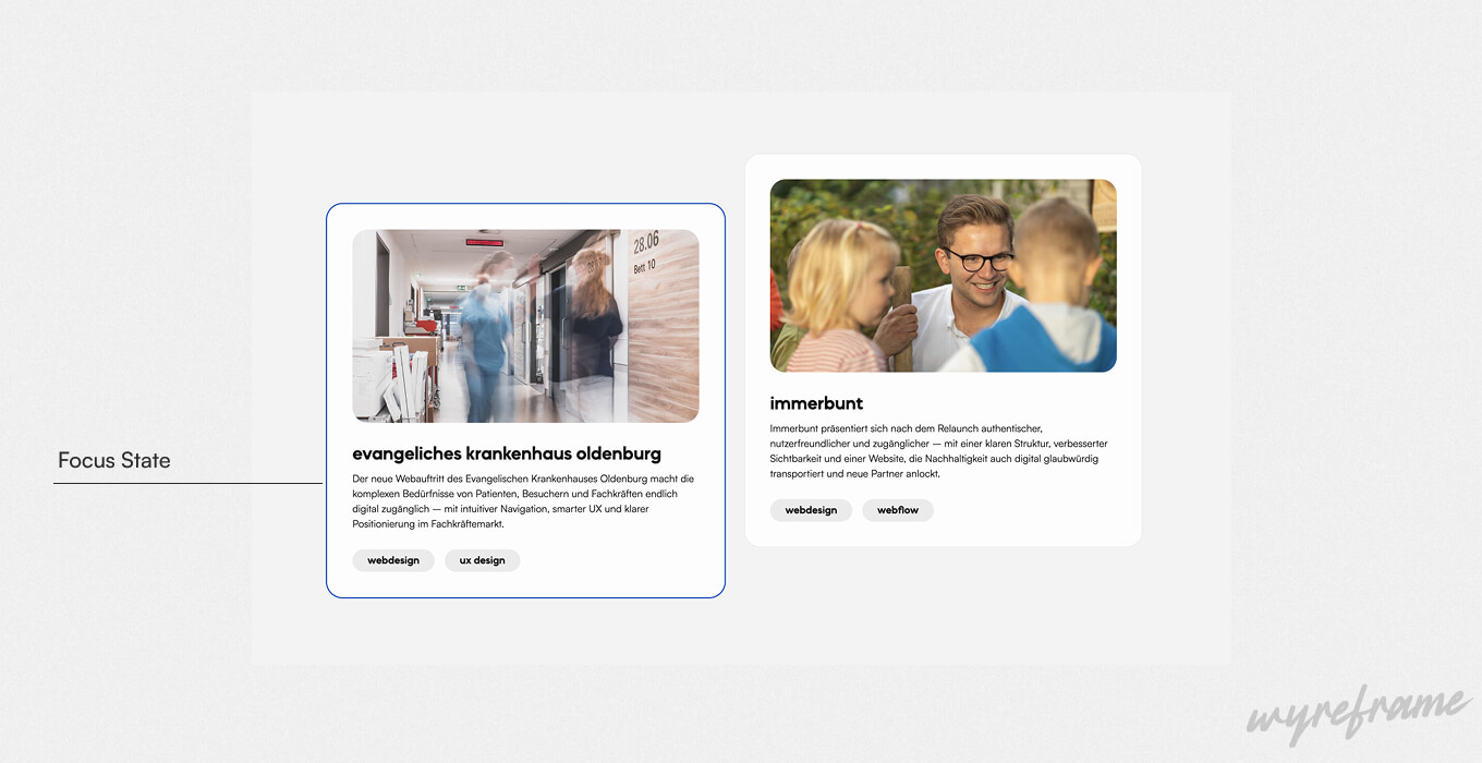 Screenshot unserer Website: In diesem Beispiel visualisieren wir den blauen Rahmen um ein Website-Element, um die Barrierefreiheit zu testen.