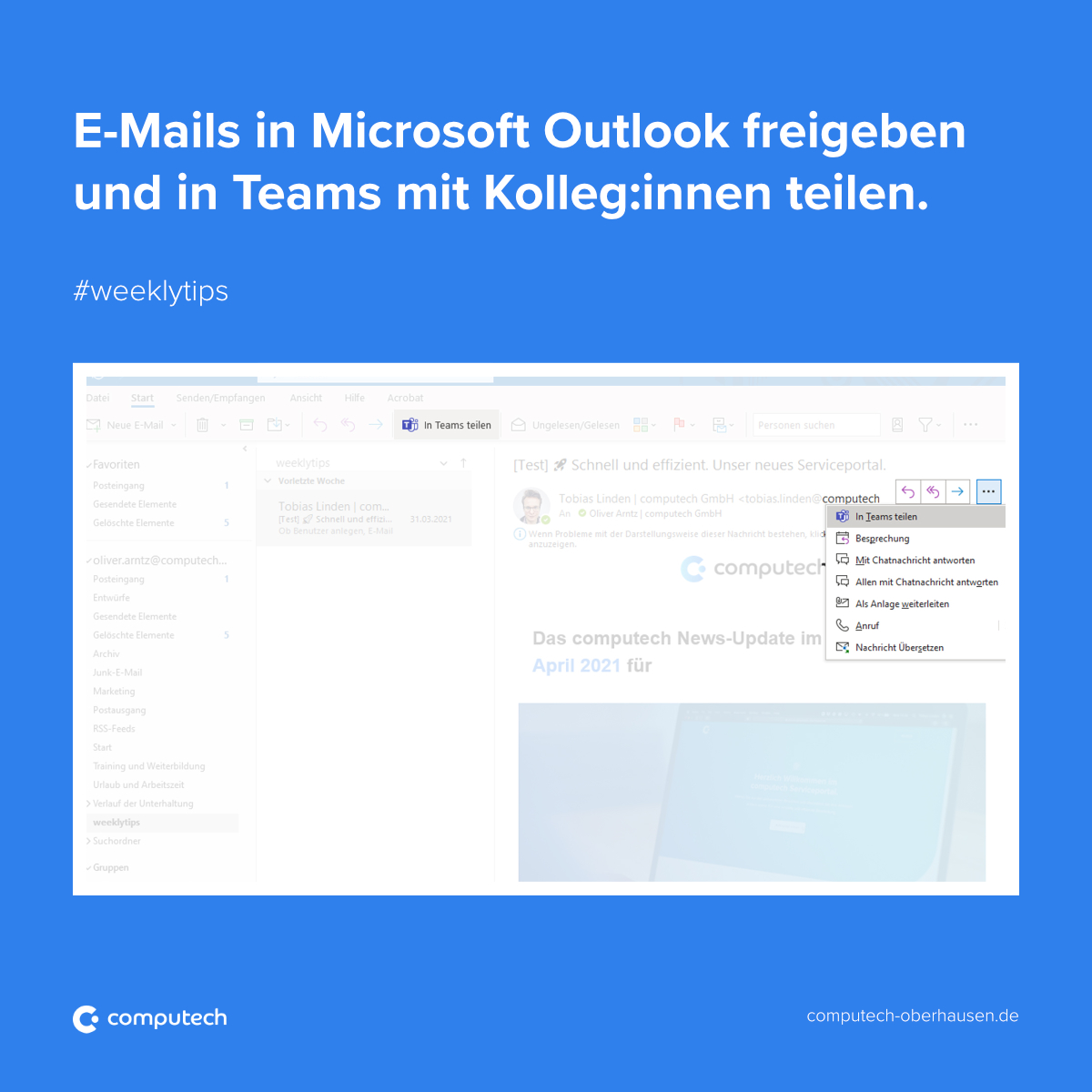 E-Mail-Freigabe von Outlook an MS Teams