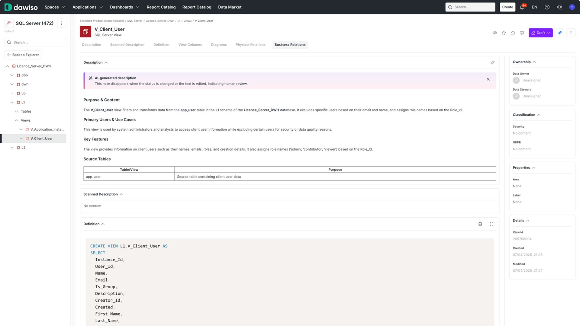 AI automatically generates business-ready descriptions for your data assets. Skip manual documentation and feed your AI agents in hours, not months.