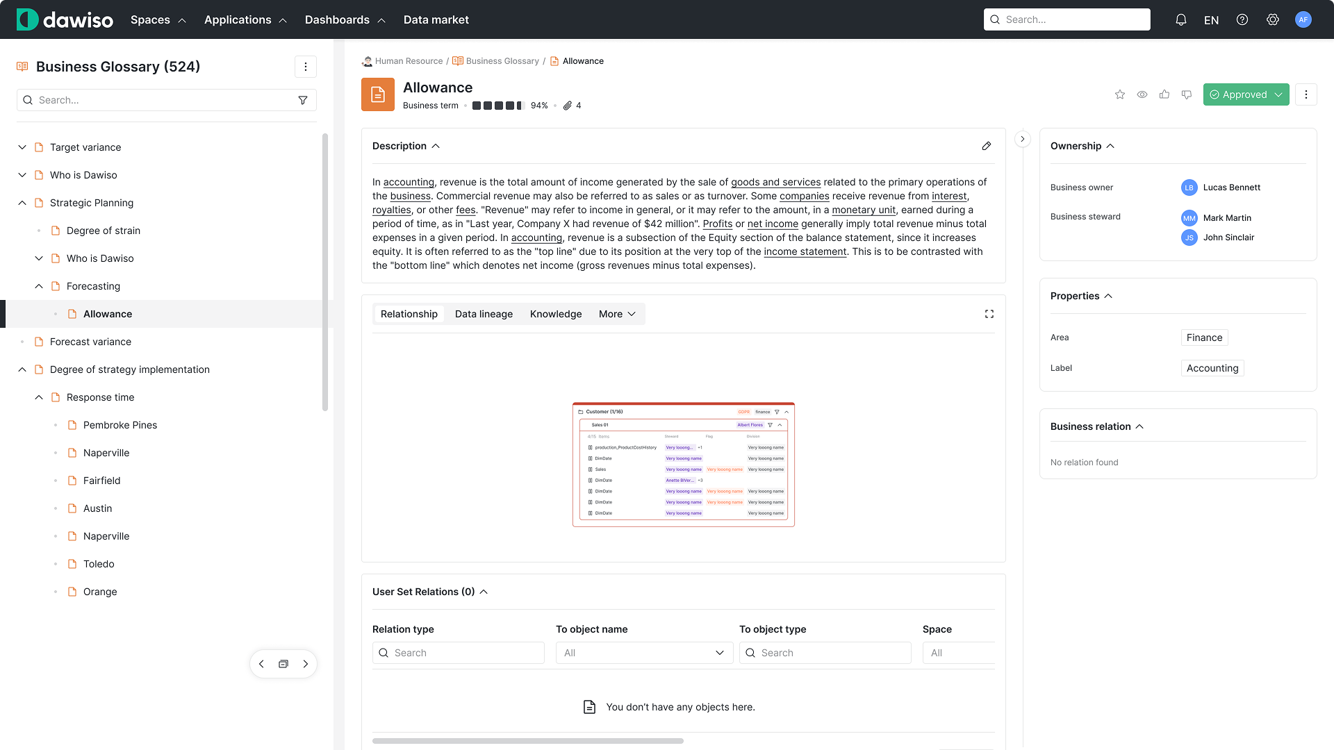 Get an already established governance methodology for managing your knowledge. This ensures high-quality business definitions, consistent standards, and a trusted context that AI agents can rely on.