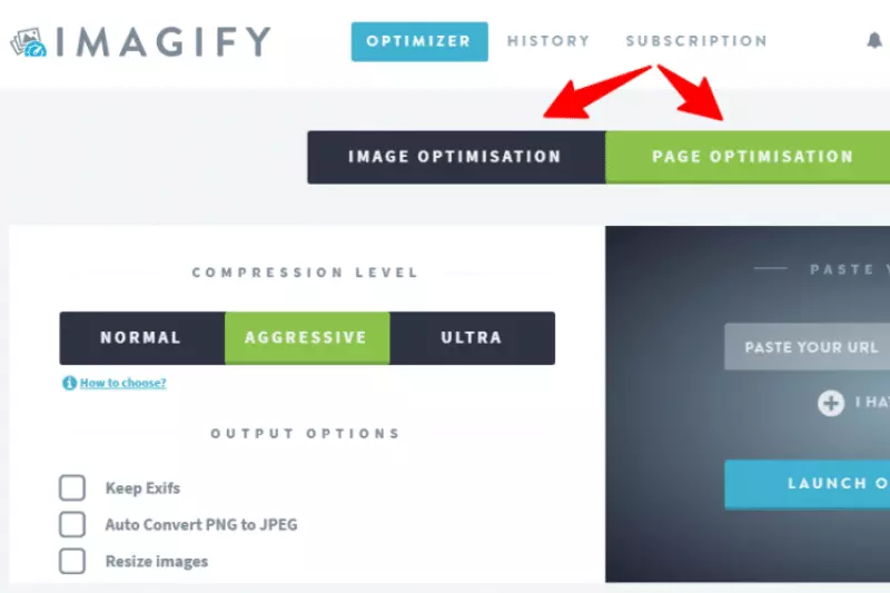 Home Page of Imagify