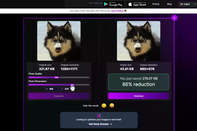 5th Step to set the photo quality and photo dimension