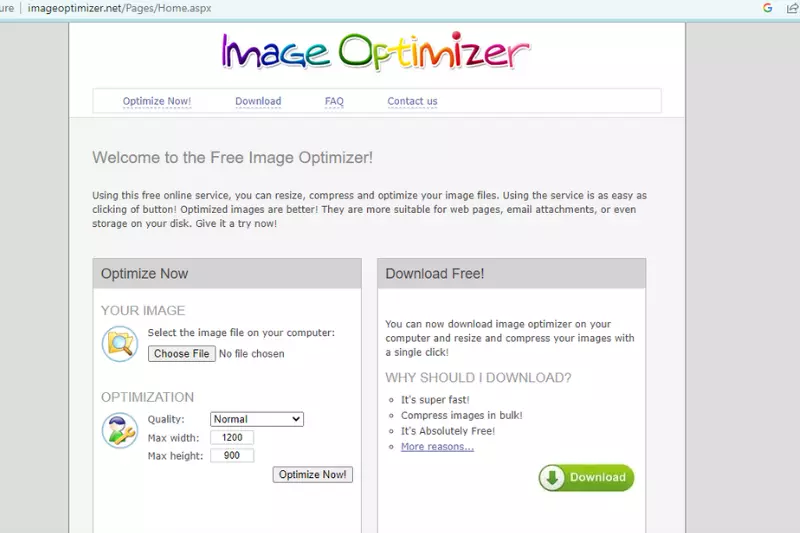 INterface of oline image Optimizer