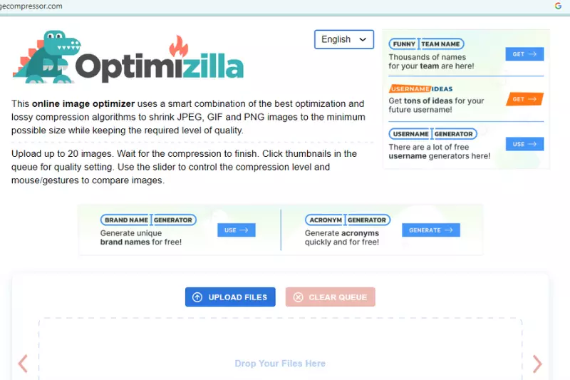 Interface of OPtimizilla