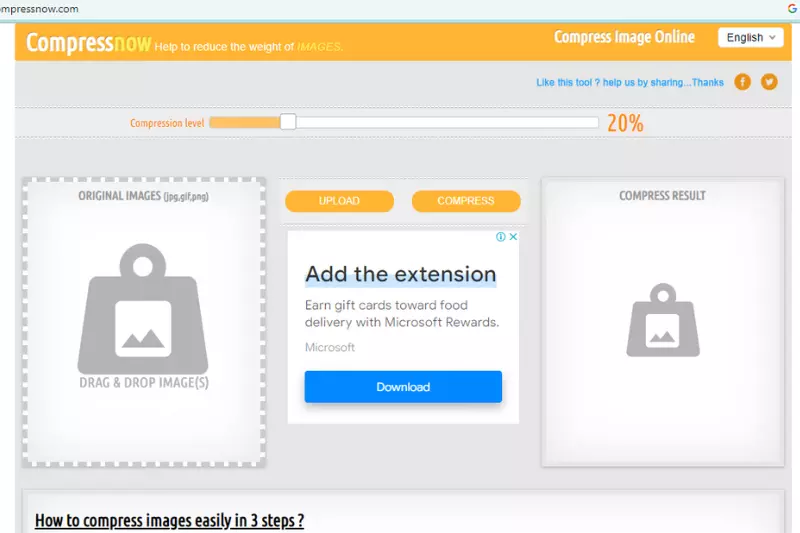 Interface of Compress Now