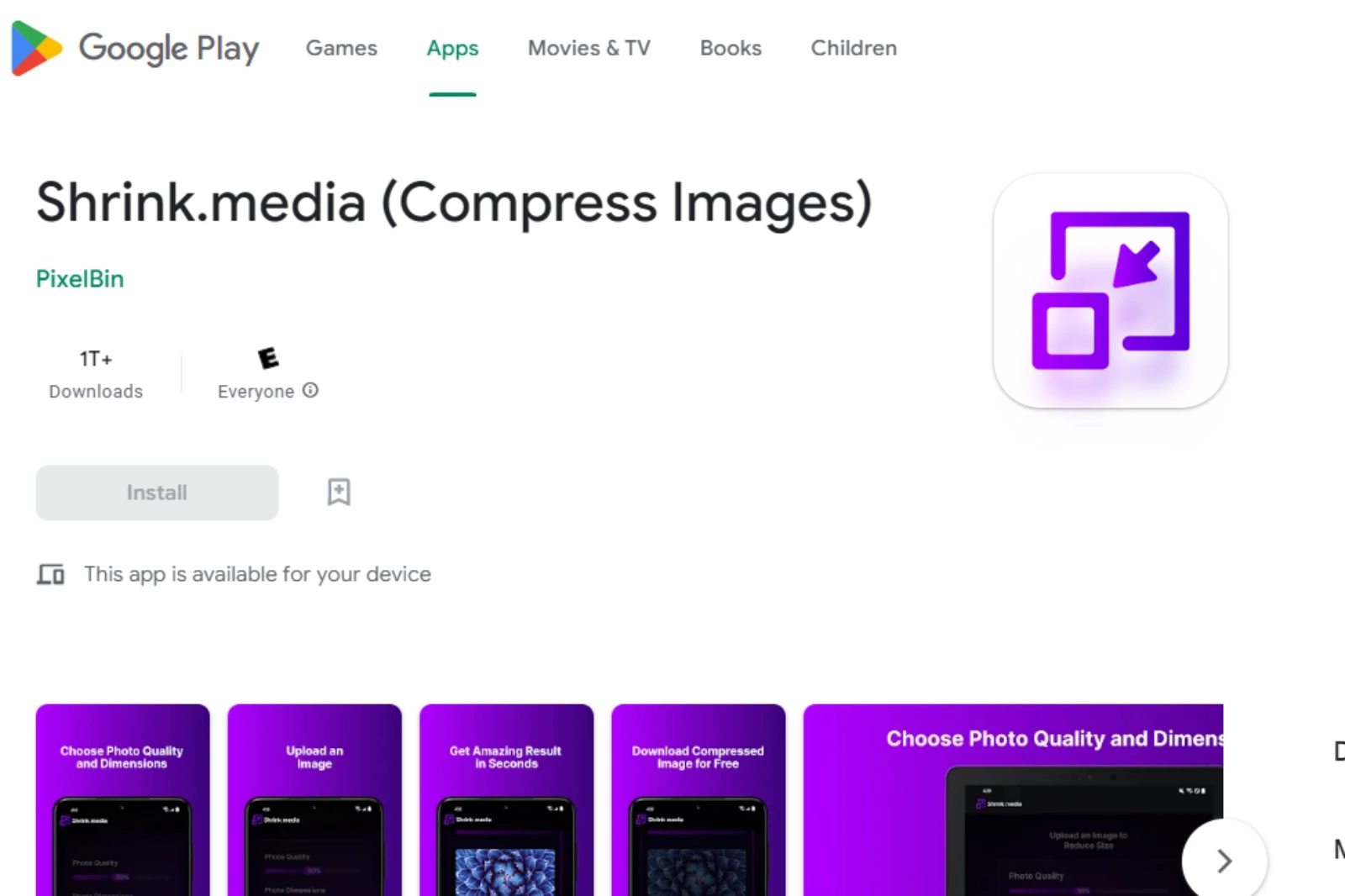 Shrink.media in Playstore