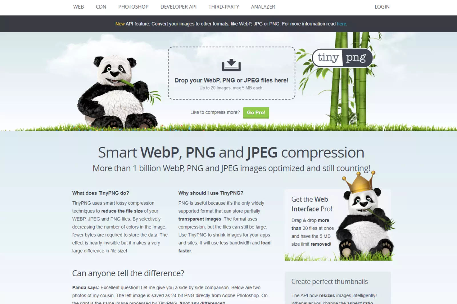 Home Page of TinyPNG